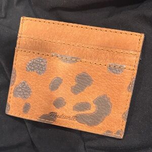 Madewell Leather Card Holder with Leopard Print